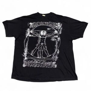 Vintage 90s Vitruvian man Leonardo da Vinci box art black graphic t-shirt